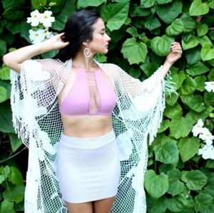 Acacia swimwear driftwood mesh paia skirt P XS tan